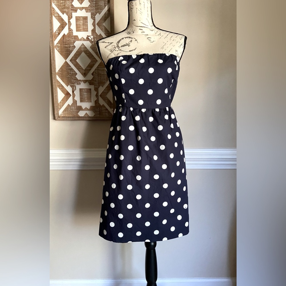 J crew strapless polka dot dress